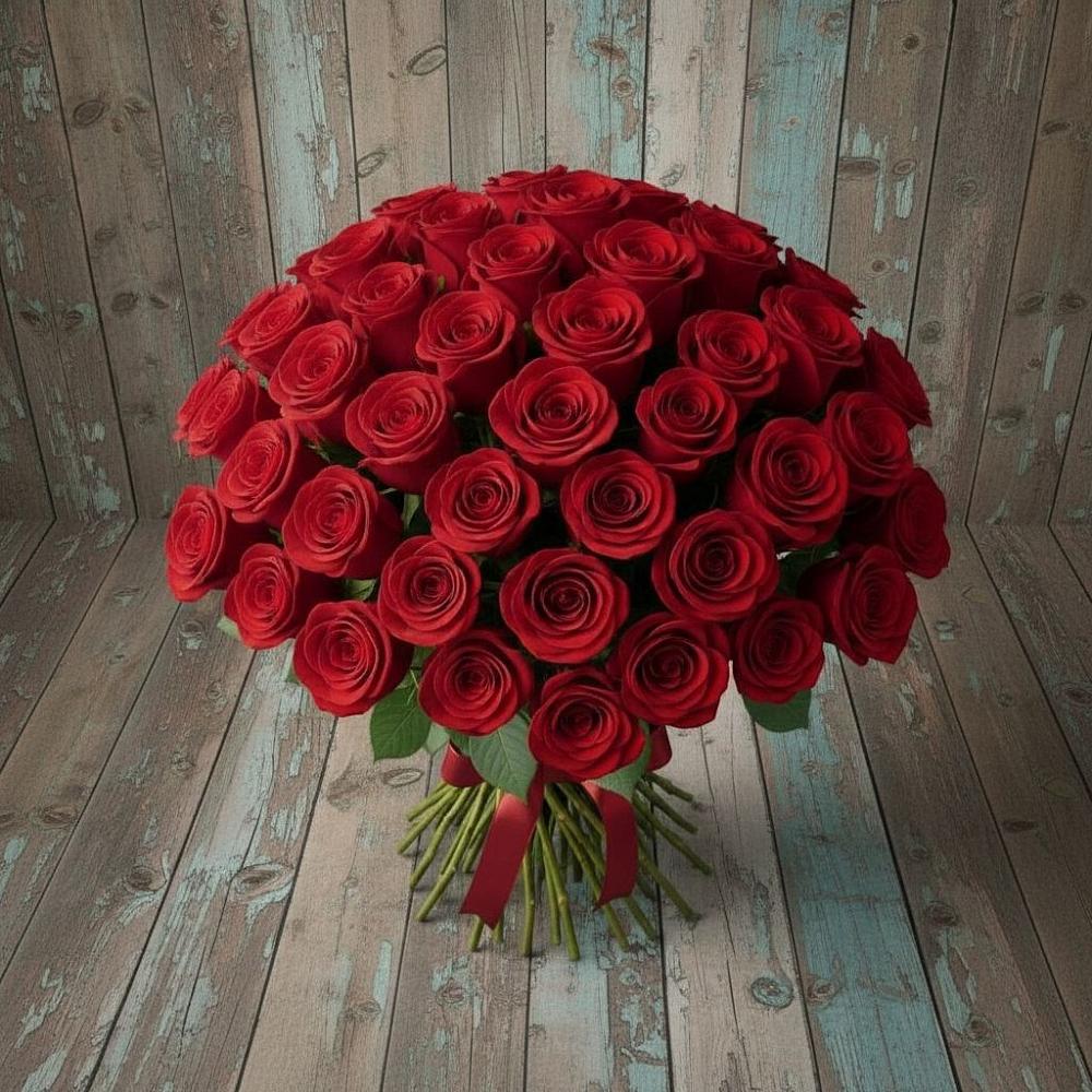 Букет 55 Красных роз Фридом в Зеленодольске
