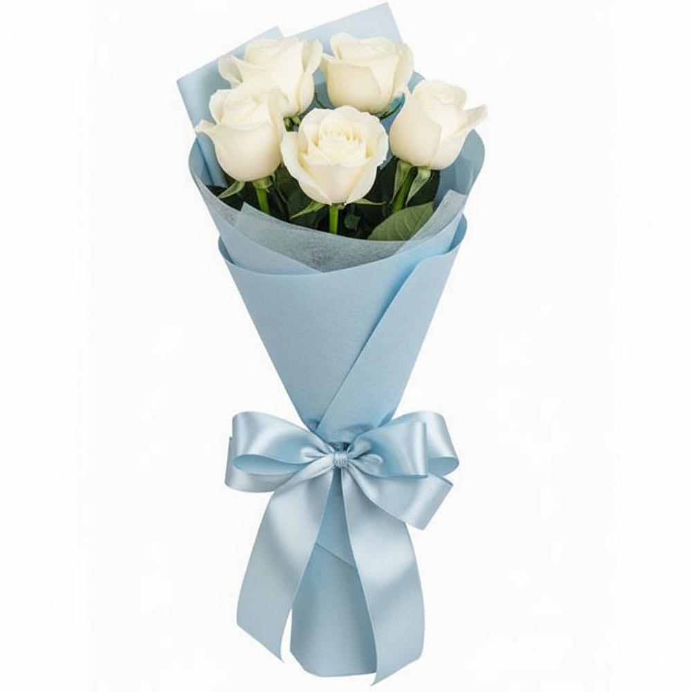 Букет 5 Белых роз Проуд в Зеленодольске