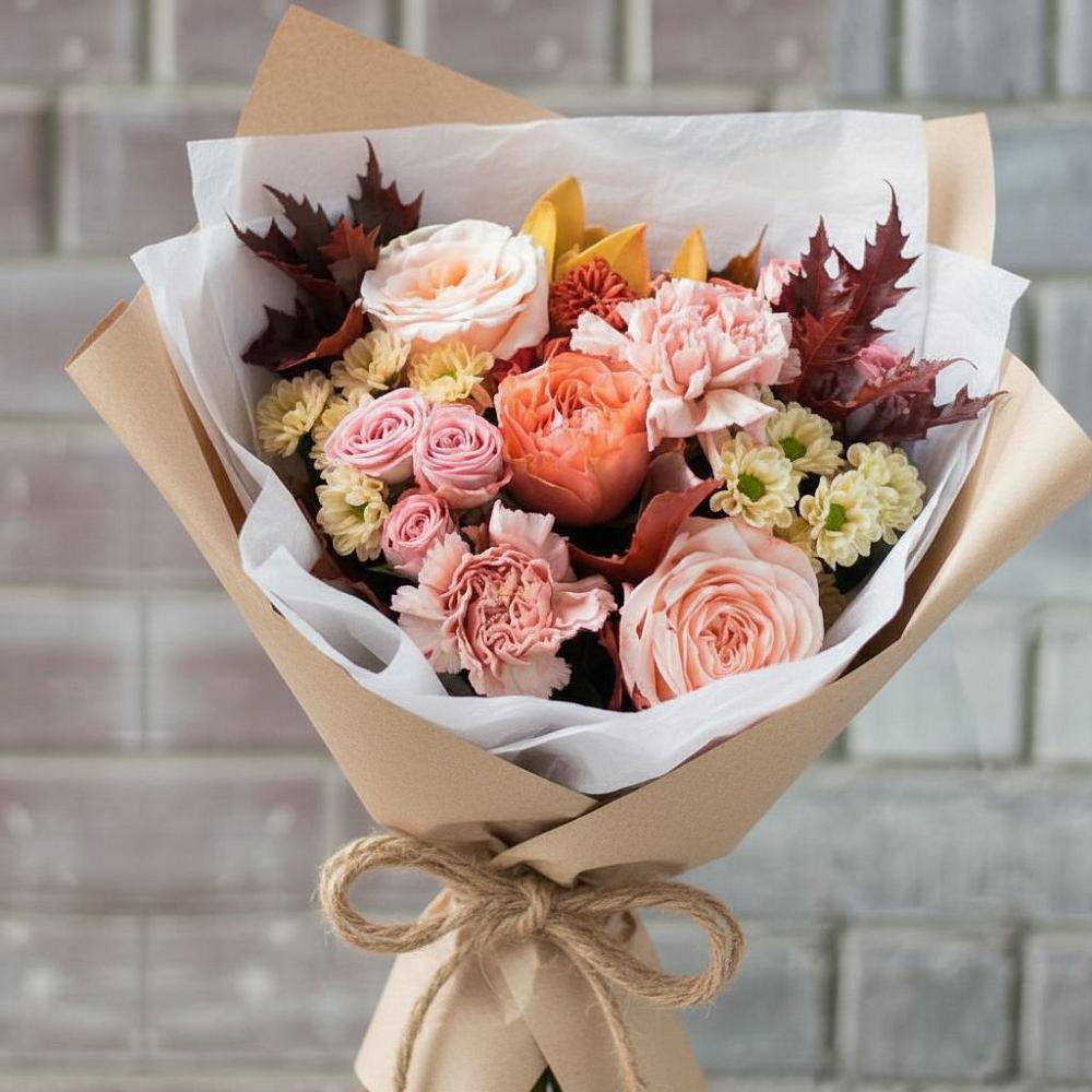 Букет цветов из: Гвоздики, Хризантемы и Розы в Зеленодольске