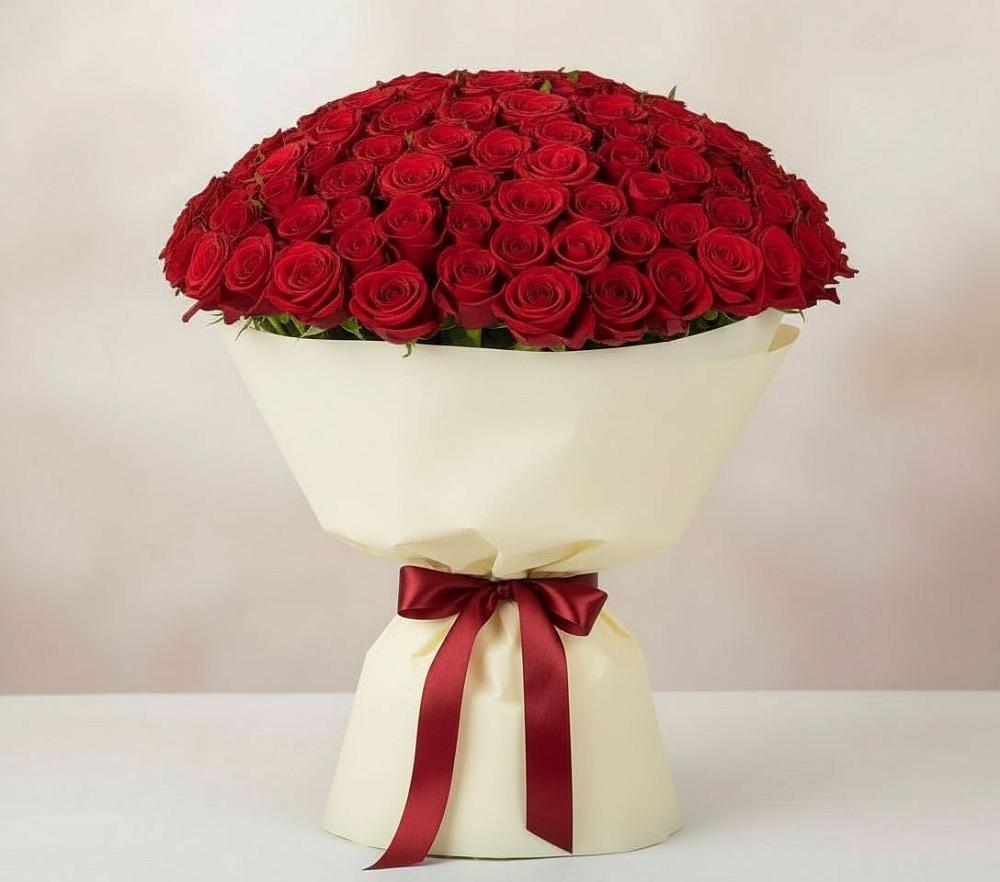 Букет 101 Красная роза Милано в Зеленодольске