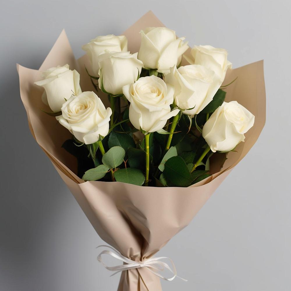 Букет 9 Белых роз Эдлесс Лав в Зеленодольске