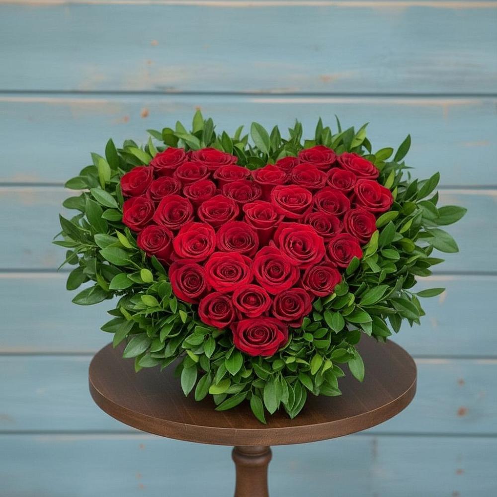 Цветочная композиция из Розы в виде сердца в Зеленодольске