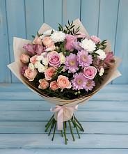 Букет цветов из:  Хризантемы, Розы и Альстромерии #REPLACE_PRED# Зеленодольске