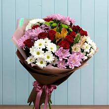 Букет цветов из:  Розы, Хризантемы и Альстромерии в Зеленодольске