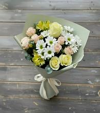 Букет цветов из:  Альстромерии, Розы и Хризантемы в Зеленодольске
